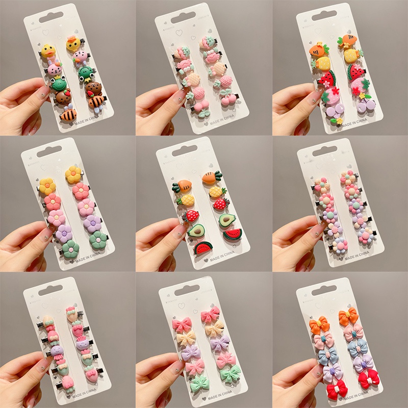 Set 10 Kẹp Tóc Mỏ Vịt Kiểu Hàn Quốc Dễ Thương Cho Bé 2022