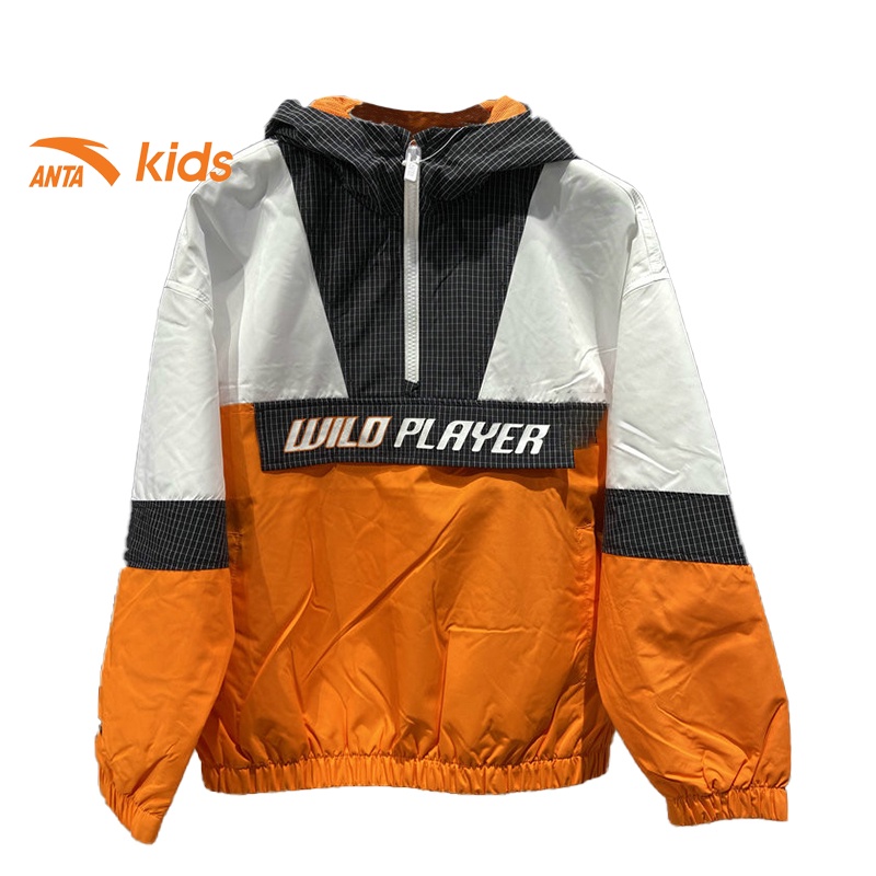 Áo khoác bé trai phối màu thời trang Anta Kids 352138650 chất gió mỏng, dáng hoodie