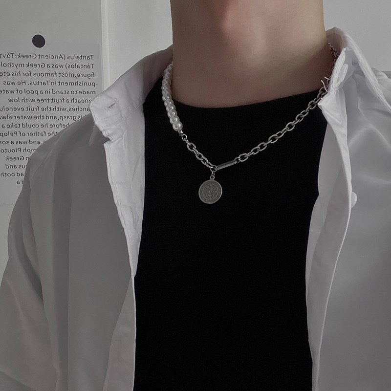 Dây chuyền đính hạt ngọc trai giả phong cách hip hop cổ điển thời trang