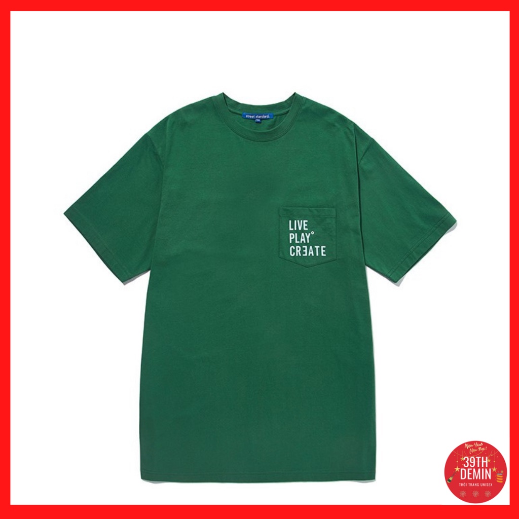Áo thun tay lỡ COTTON stsd LPC có túi ngực dáng unisex NAM NỮ áo phông form châu á phong cách HIP HOP Hàn Quốc