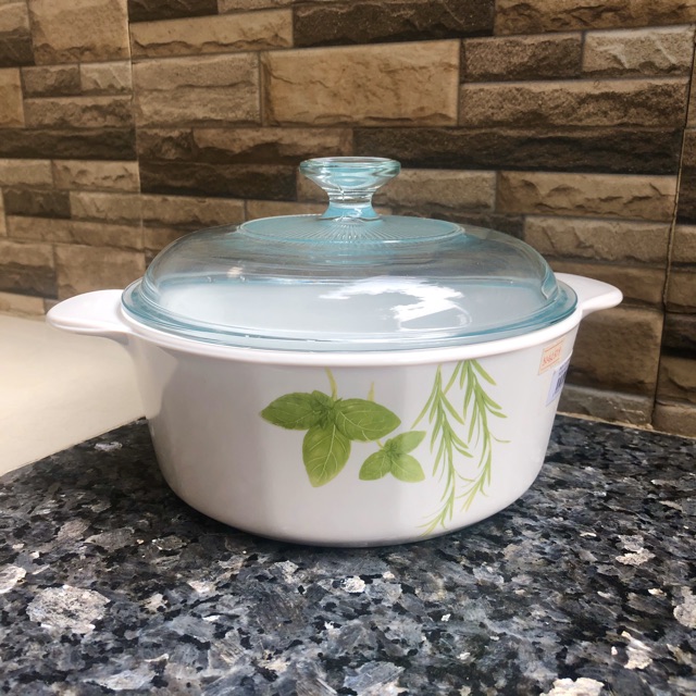 Nồi thủy tinh tròn Pháp Corningware P-12-22-EH European Herbs 1.25L-2.25L