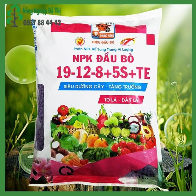Phân NPK Đầu Bò 19-12-8+5S+TE 1kg