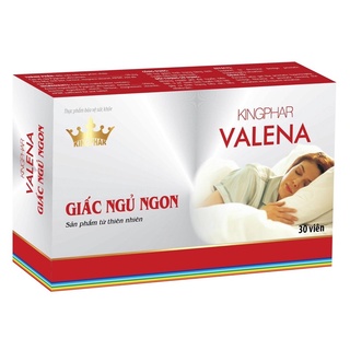 VALENA  Kingphar  Đỏ - Hộp 30 Viên - Tạo Giấc Ngủ Ngon Sâu, giảm các triệu chứng như: căng thẳng thần kinh, lo âu, stres