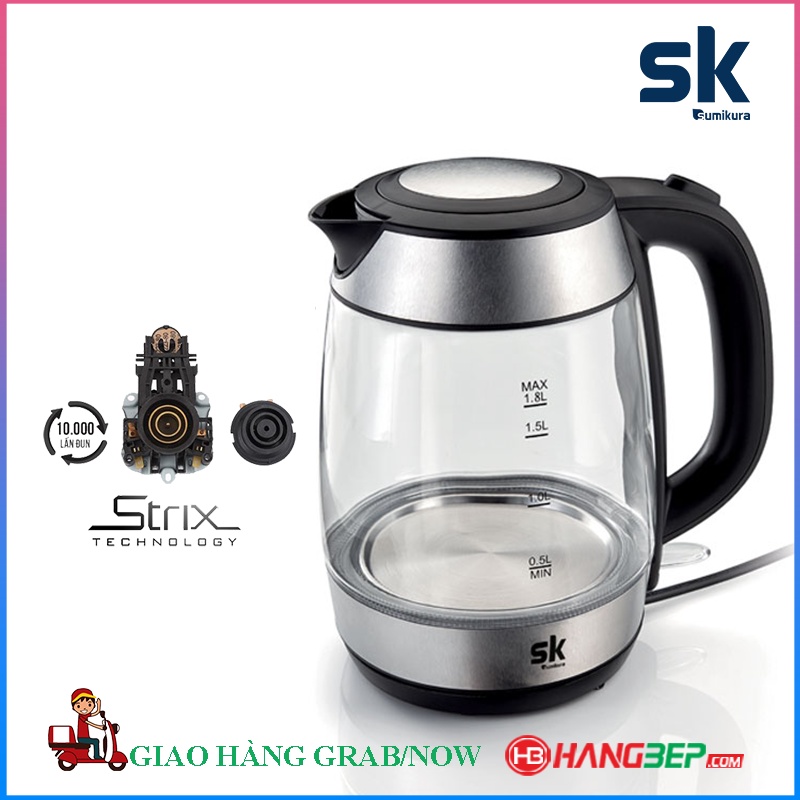 [Mã ELHADEV giảm 4% đơn 300K] Bình đun siêu tốc thủy tinh Sumikura 1.8 lít SKK5802 - Bảo hành chính hãng 12 tháng