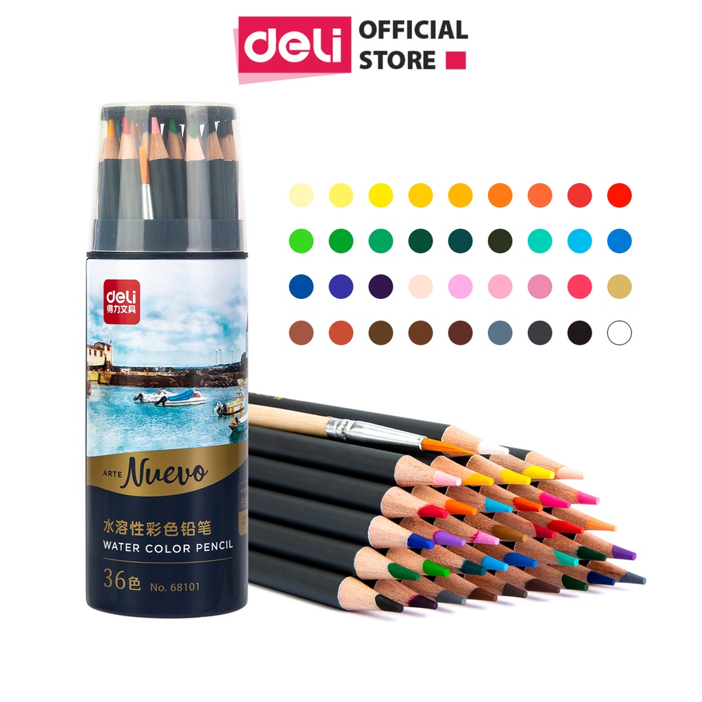 Bút chì màu cao cấp Deli dạng cốc - 24 màu/36 màu/72 màu - 68100/68101/68114