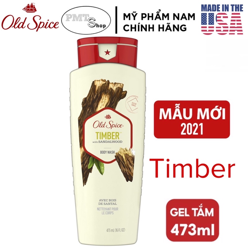 [USA] Combo 2 sữa tắm nam Gel Old Spice Timber with Sandalwood 473ml x 2 chai Fresher Collection - Mỹ