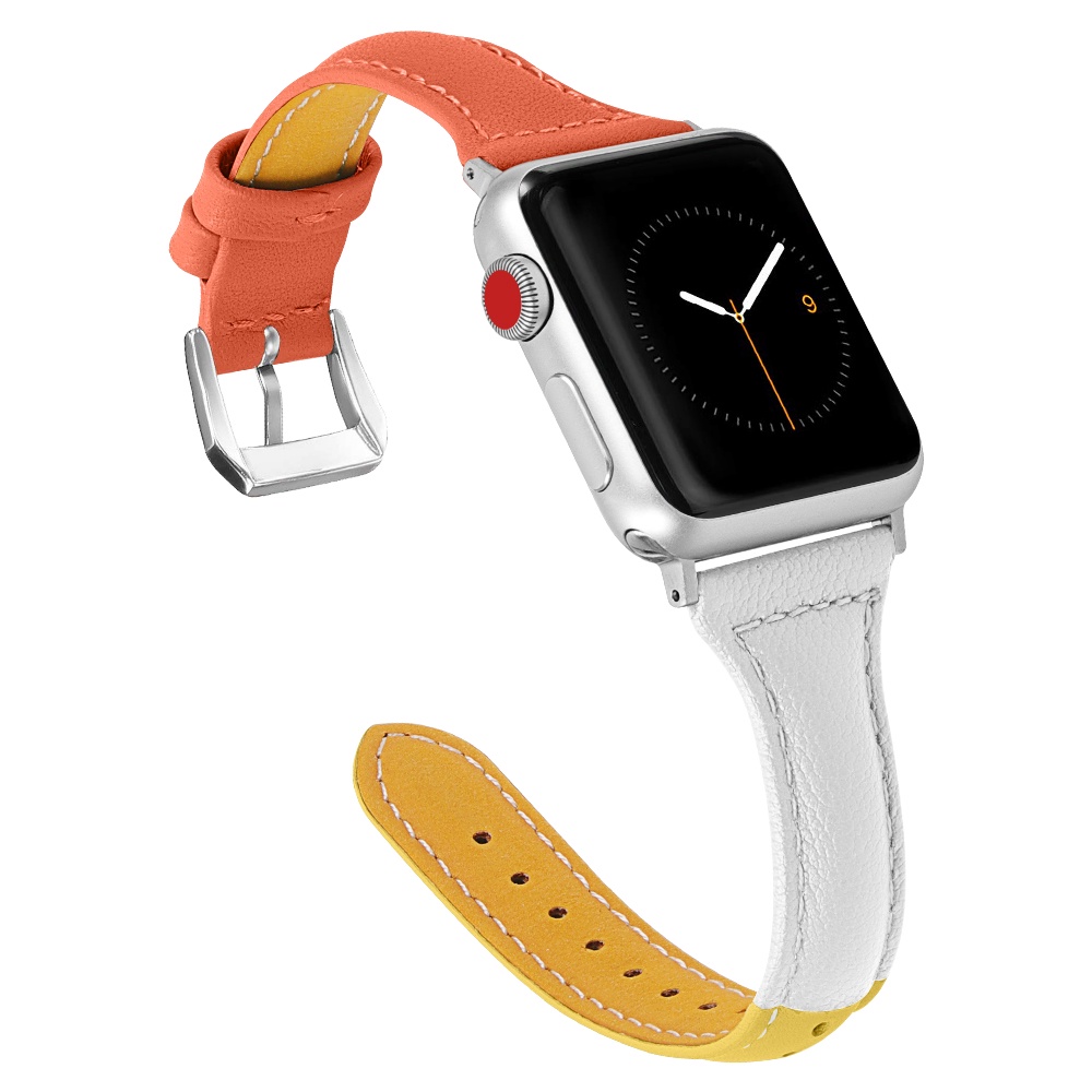 Dây Đeo Bằng Da Thật Mỏng Cho Đồng Hồ Thông Minh Apple Watch Series 7 SE 6 5 4 3 2 1 iWach 38 40 41 42 44 45mm