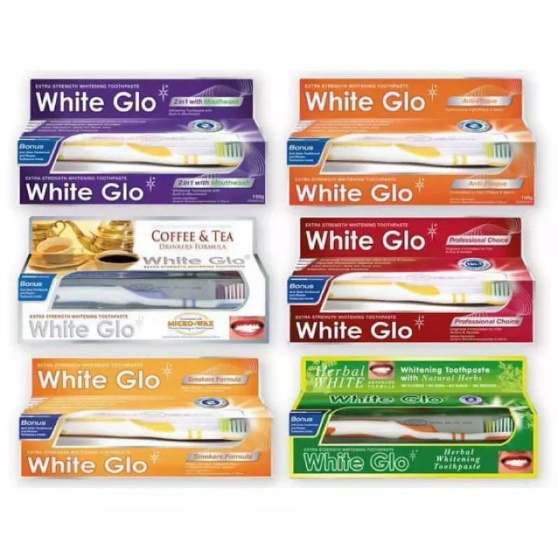 Kem đánh răng White Glo ngăn ngừa vết ố 150gr _ Anti - Plaque Whitening Toothpaste