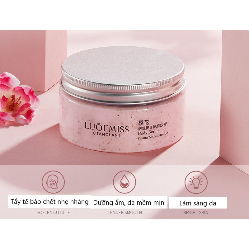 [HÀNG MỚI VỀ] Tẩy tế bào chết hoa anh đào LUOFMISS Stanolant Body Scrub Sakura Nicotinamide (LMS34)