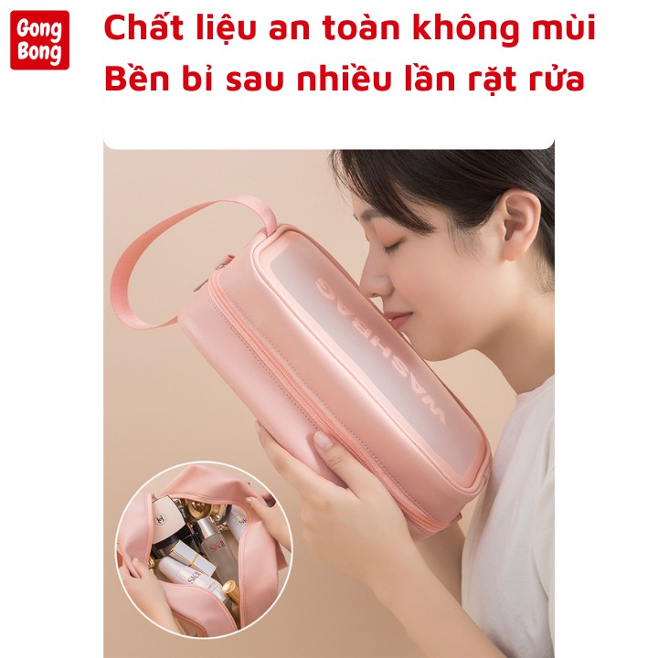 Túi đựng mỹ phẩm chống nước, đựng đồ trang điểm cá nhân, đồ bơi chất trong suốt có quai du lịch cao cấp Gong Bong Store