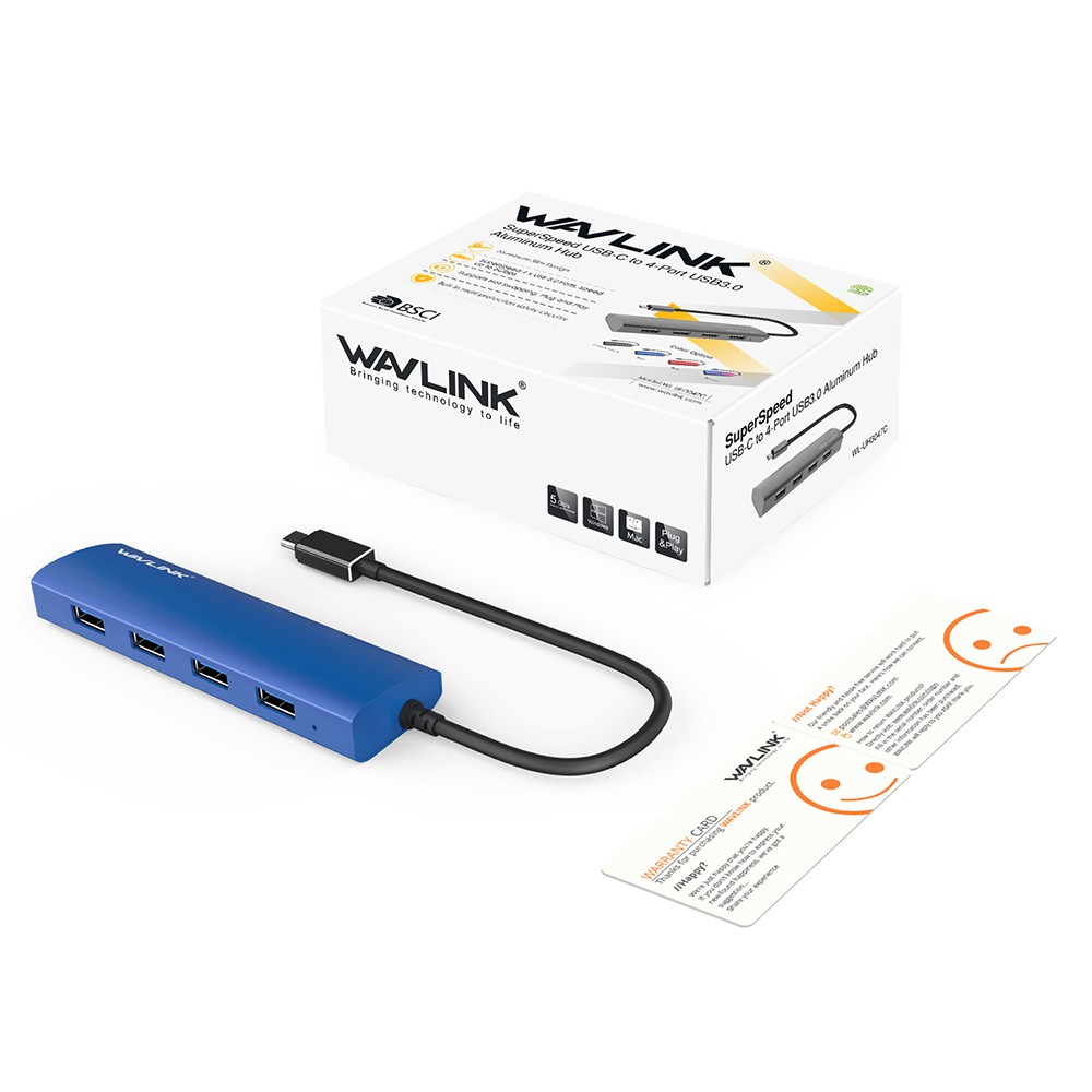 Hub 4 Cổng Usb3.1 Type C Wavlink Uh3047c