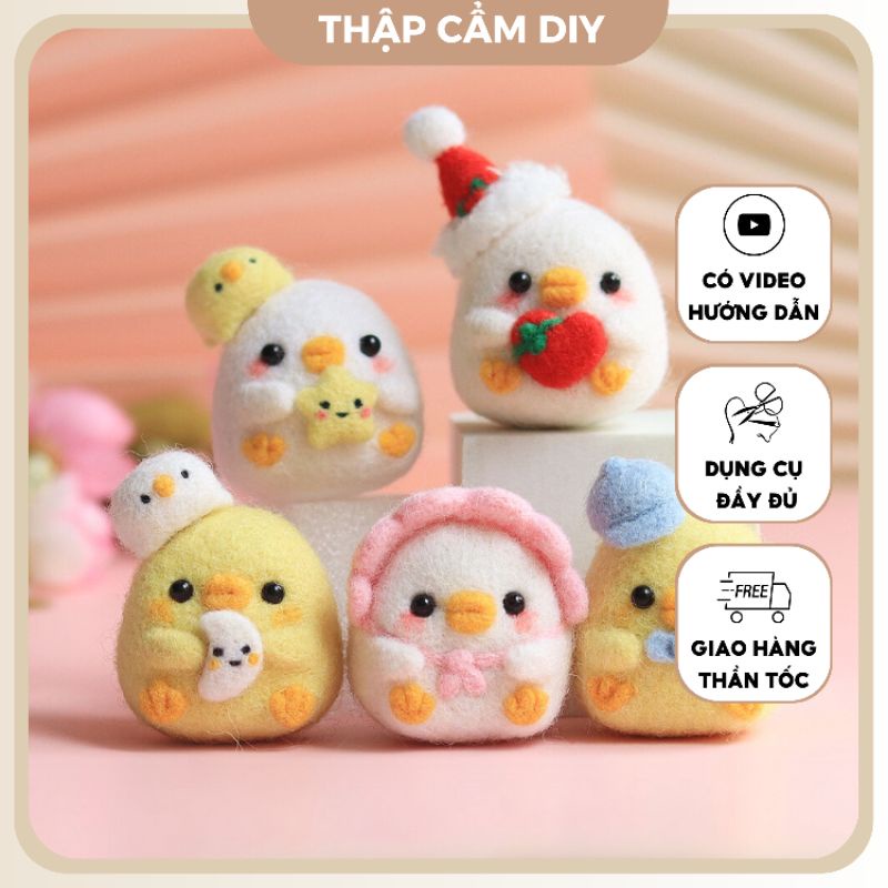 Len Chọc Handmade, Bộ Kit Len Chọc Phi Đội Gà Con