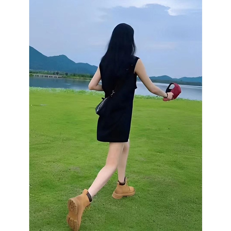 Áo Thun Đen Không Tay Dáng Rộng In Họa Tiết Hoạt Hình Phong Cách Mỹ Thời Trang Mùa Hè Cho Nữ