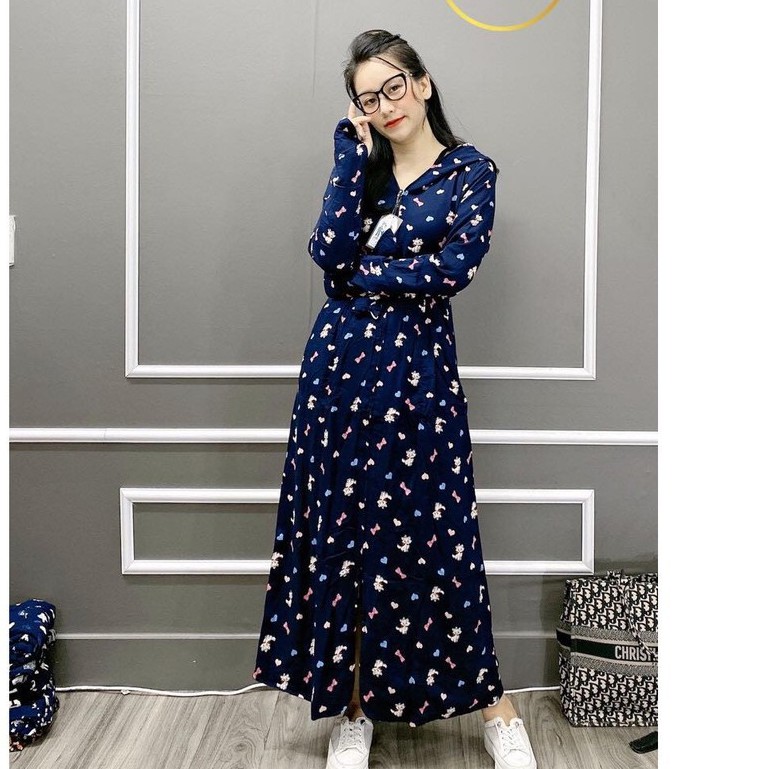 Áo chống nắng nữ toàn thân lanh nhung - Hàng cao cấp 2 lớp họa tiết | BigBuy360 - bigbuy360.vn