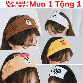 [MUA 1 TẶNG 1] Băng Đô Rửa Mặt, Turban Bờm Rửa Mặt Gấu Nâu, Vịt Vàng, Thỏ Trắng