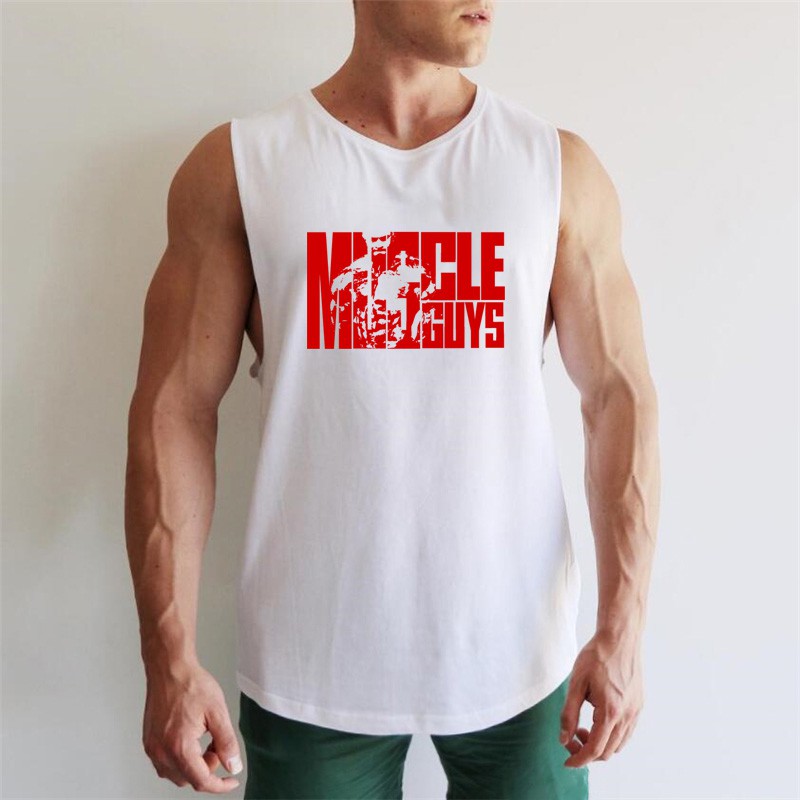 Áo thun ba lỗ in chữ đơn giản phong cách năng động trẻ trung