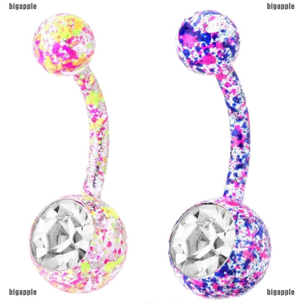 Khuyên rốn tua rua đính đá bằng thép y tế