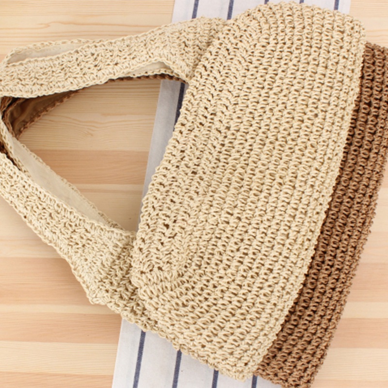 QQ Túi Tote Đeo Vai Bằng Sợi Mây Dệt Tay Phong Cách Đi Biển Đơn Giản Dành Cho Nữ