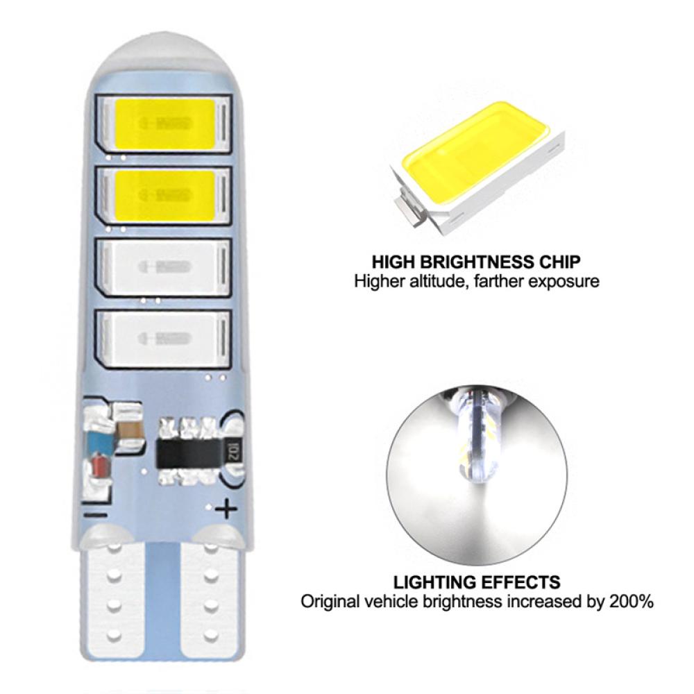 Set 2 Đèn LED T10 5630 8smd T10 Silicone C6P3 Hai Màu Dành Cho Ô Tô