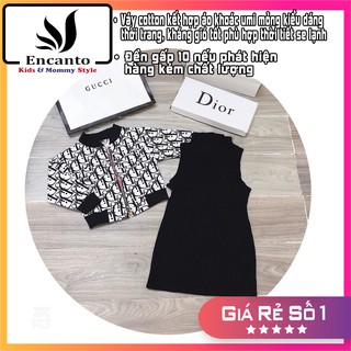 Set váy kèm áo khoác croptop Dior trẻ em siêu sang chảnh cho bé gái ( size 1-5) (010172)