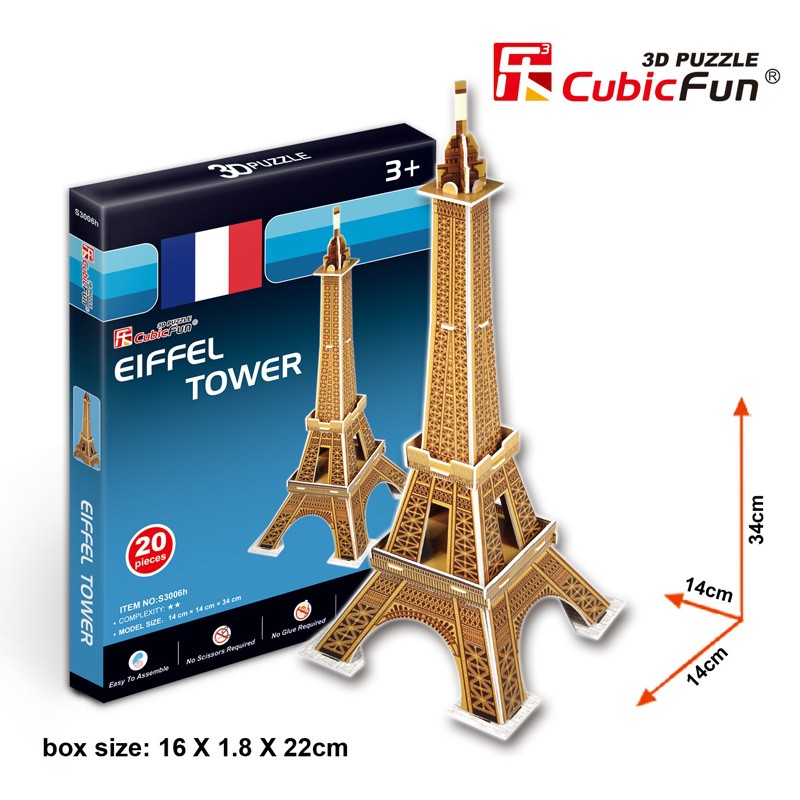 Mô hình giấy lắp ráp 3D Cubic Fun: Tháp Eiffel Tower S3006h