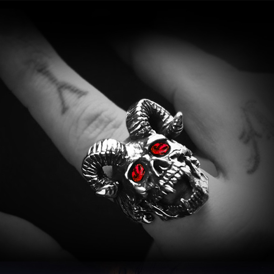 Nhẫn bằng thép không gỉ 316L mặt hình đầu lâu phong cách Punk cá tính vintage dành cho nam