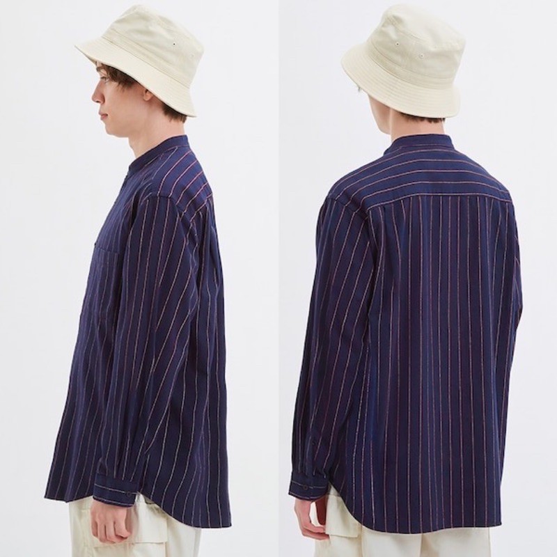 Áo sơ mi nam dài tay cổ tàu kẻ sọc dọc dòng flannel thời trang của GU - Nhật