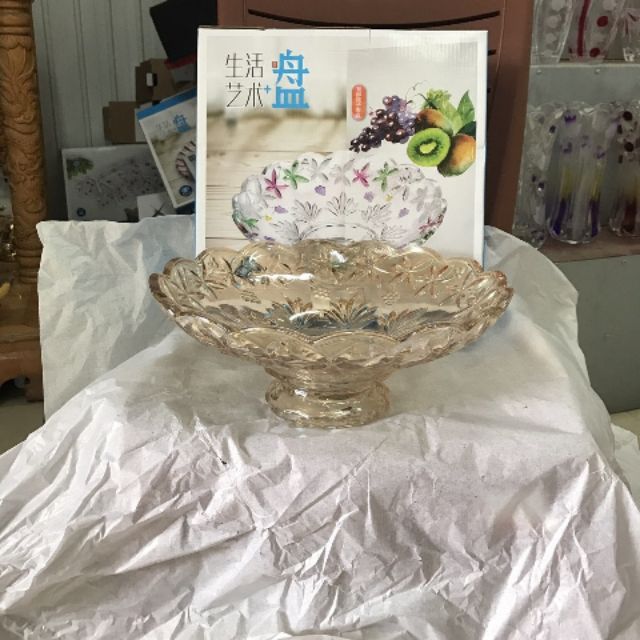 Đĩa thủy tinh chân bồng 32cm- MÂM BỒNG