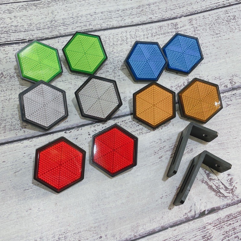 Cặp mắt mèo phản quang hình lục giác kèm pát sau bảng số đủ màu sắc siêu đẹp