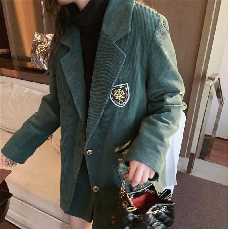 set blazer nhung tăm xanh lá uniform | BigBuy360 - bigbuy360.vn