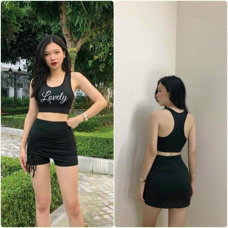 Bộ tập gym-aerobic lovely tặng kèm mút xịn