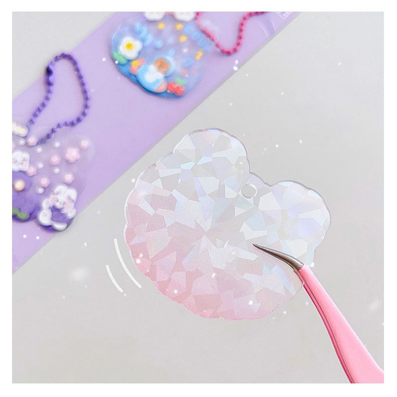 Set 4 Móc Khóa Acrylic Màu Loang Lấp Lánh DIY