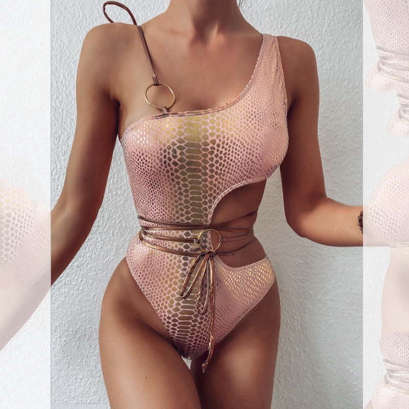 Đồ bơi 1 mảnh trễ vai họa tiết da rắn | BigBuy360 - bigbuy360.vn