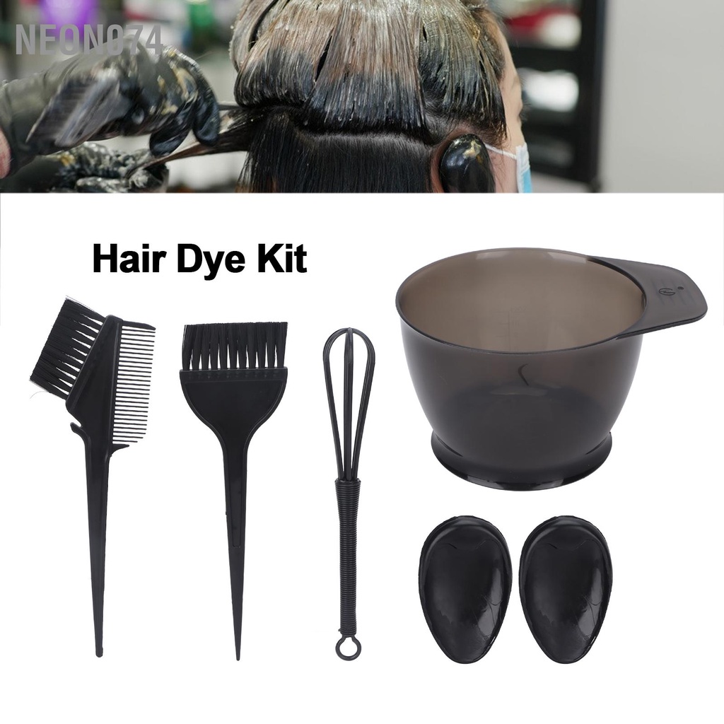 Neon074 6 cái Bộ Thuốc Nhuộm Tóc Dụng Cụ Tạo Màu Chuyên Nghiệp Tại Nhà Tiệm Làm Bát Bàn Chải Che Tai Trộn