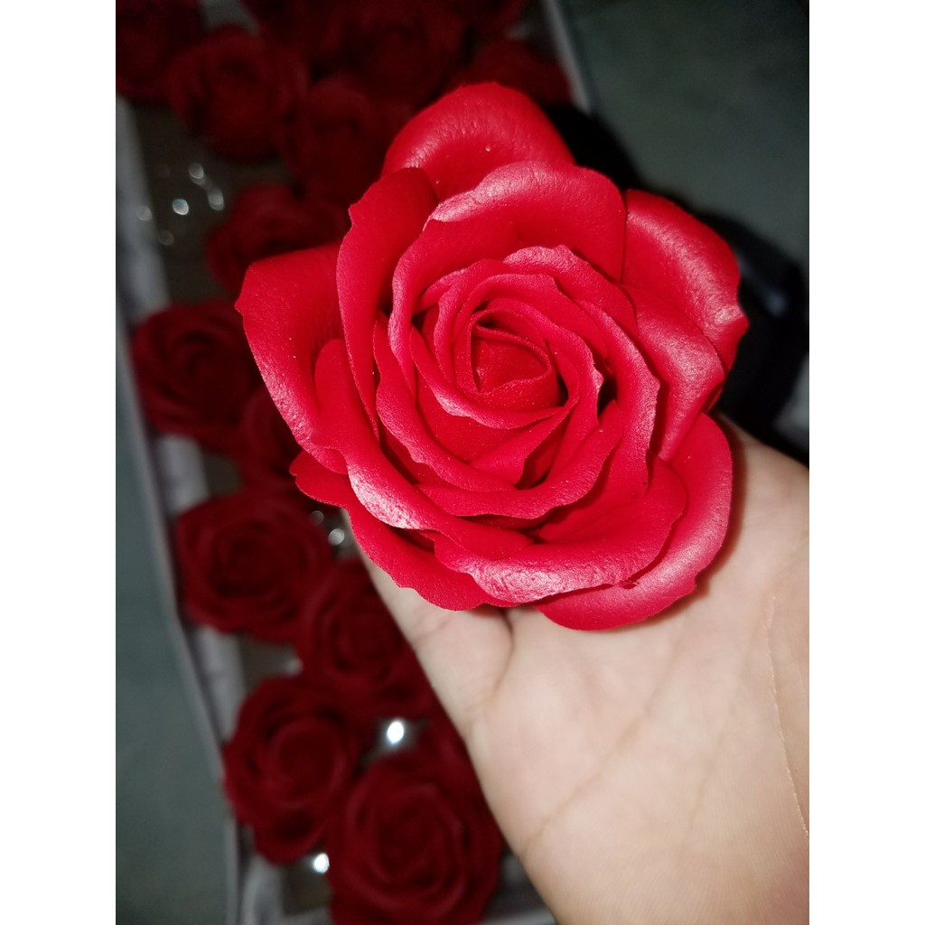 hoa hồng sáp loại 6 lớp, màu đỏ.