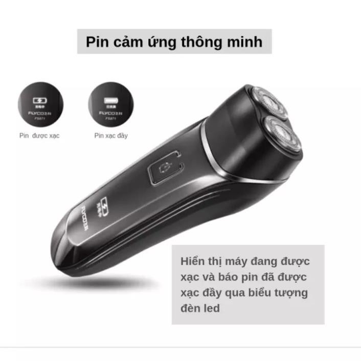 Máy cạo râu điện 2 lưỡi Flyco FS873VN CHỐNG NƯỚC TUYỆT ĐỐI, An toàn với da - Chính hãng