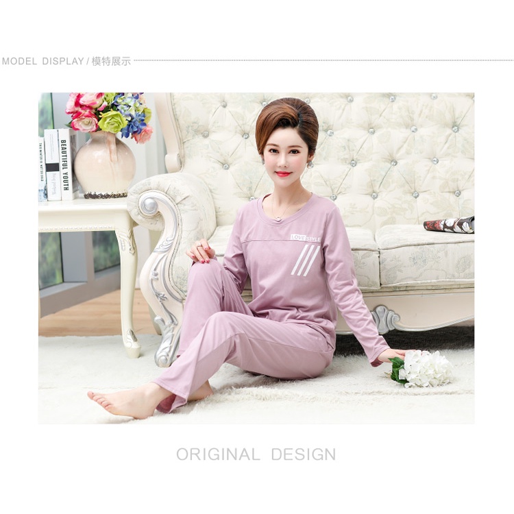 Bộ Đồ Ngủ Cotton Tay Dài Màu Trơn Thời Trang Xuân Thu Dành Cho Phụ Nữ Trung Niên | BigBuy360 - bigbuy360.vn