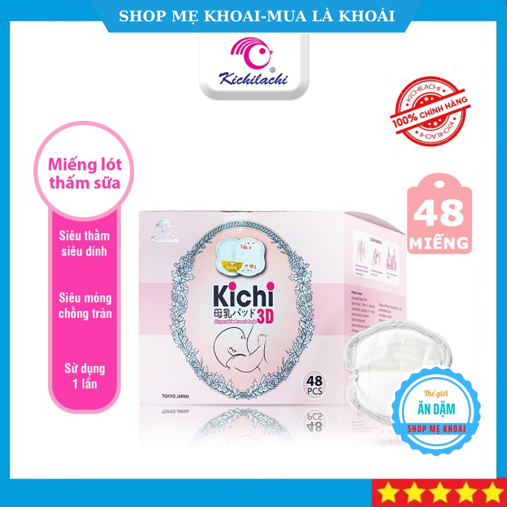 Miếng lót thấm sữa Kichilachi 3D dạng tổ ong 36/48 miếng thấm hút nhanh dùng 1 lần