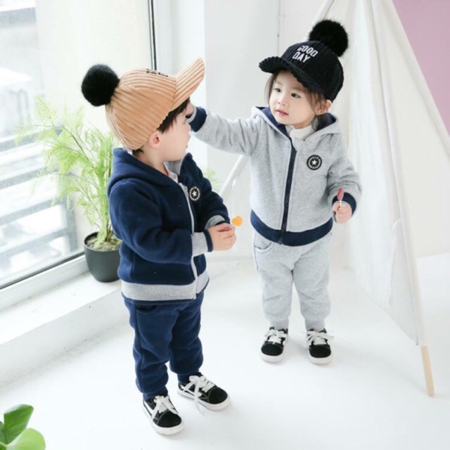 bộ nỉ bông dày cho bé trai/gái
