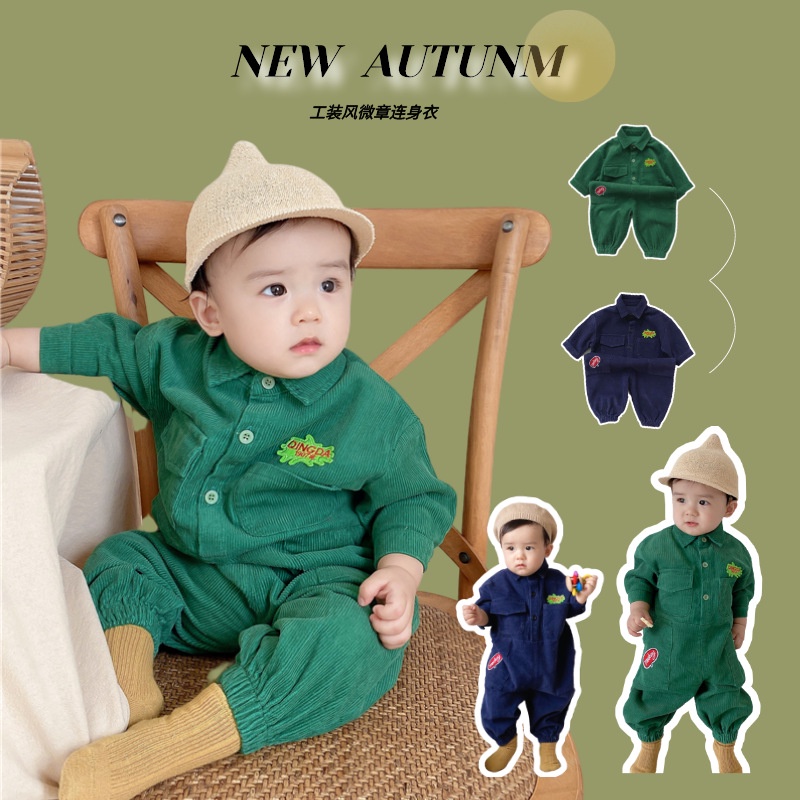 Bộ Áo Liền Quần Cổ Peter Pan Phong Cách Hàn Quốc Cho Bé Sơ Sinh