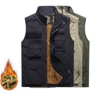 Áo Khoác Nhung Không Tay Phối Nhiều Túi Thời Trang Thu Đông