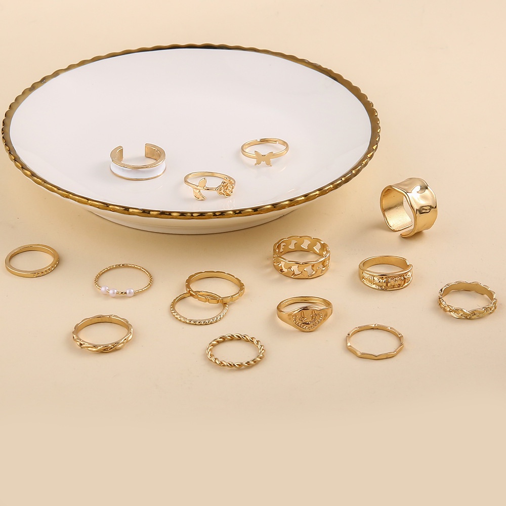 1 Bộ Nhẫn Đeo Chéo Hình Mạng Nhện Rắn Mặt Trăng Ngôi Sao Thời Trang Phong Cách Gothic