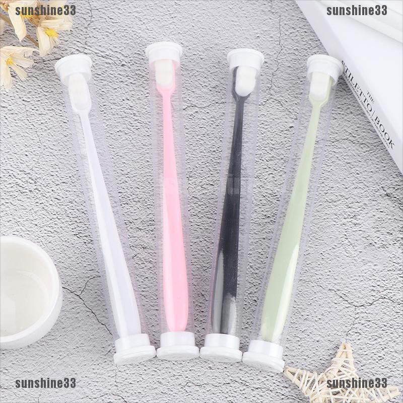 [Hàng mới về] Bàn chải đánh răng lông mềm tay cầm dài màu trơn tiện dụng