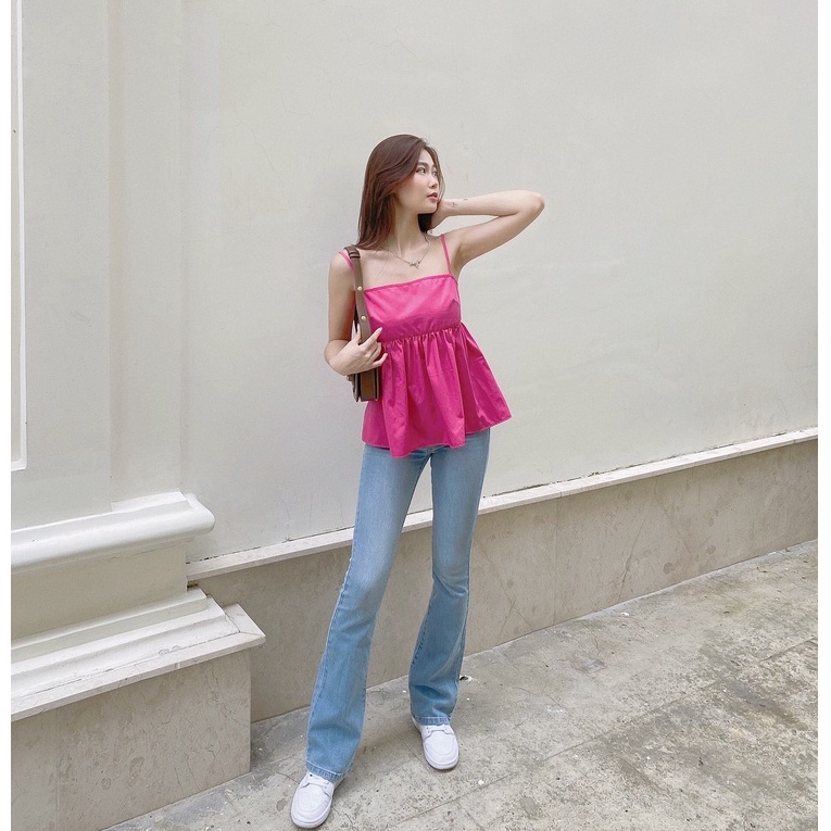 Áo hai dây babydoll HEYBEE chất vải kate, 2 màu hot trend -  ALFIE BABYDOLL TOP HT681