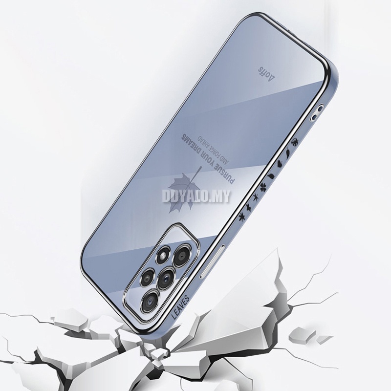 Ốp điện thoại silicon vuông mềm in hình lá phong sang trọng cho Samsung Galaxy A52S A52 A72 A32 A21S A51 A10S A20S