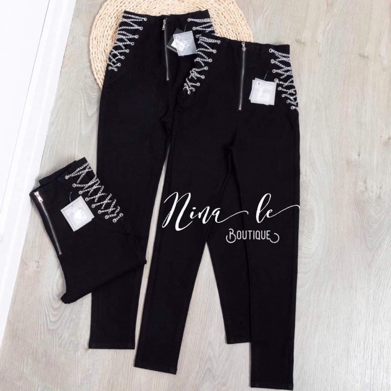 [Mã WASTMAY giảm 15% tối đa 30K đơn 150K] Quần jeans nữ oze dây xích vải co giãn mạnh lưng cao chất đẹp | BigBuy360 - bigbuy360.vn