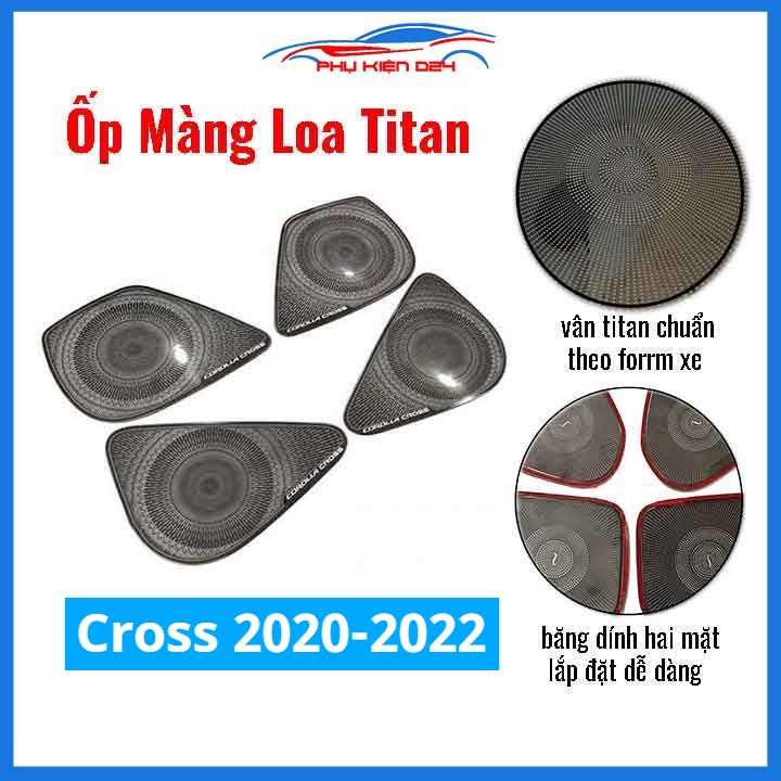 Bộ ốp màng loa vân Titan cho xe Corolla Cross 2020-2021-2022 chống xước trang trí nội thất ô tô