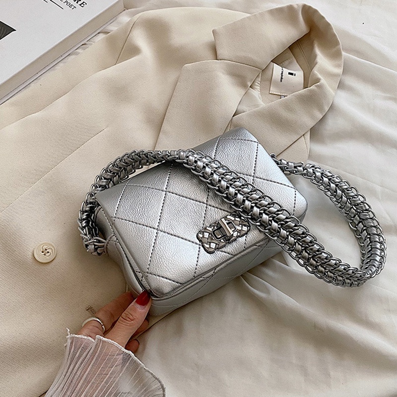 Túi đeo vai IELGY hình vuông cỡ nhỏ in họa tiết hình thoi thời trang cho nữ