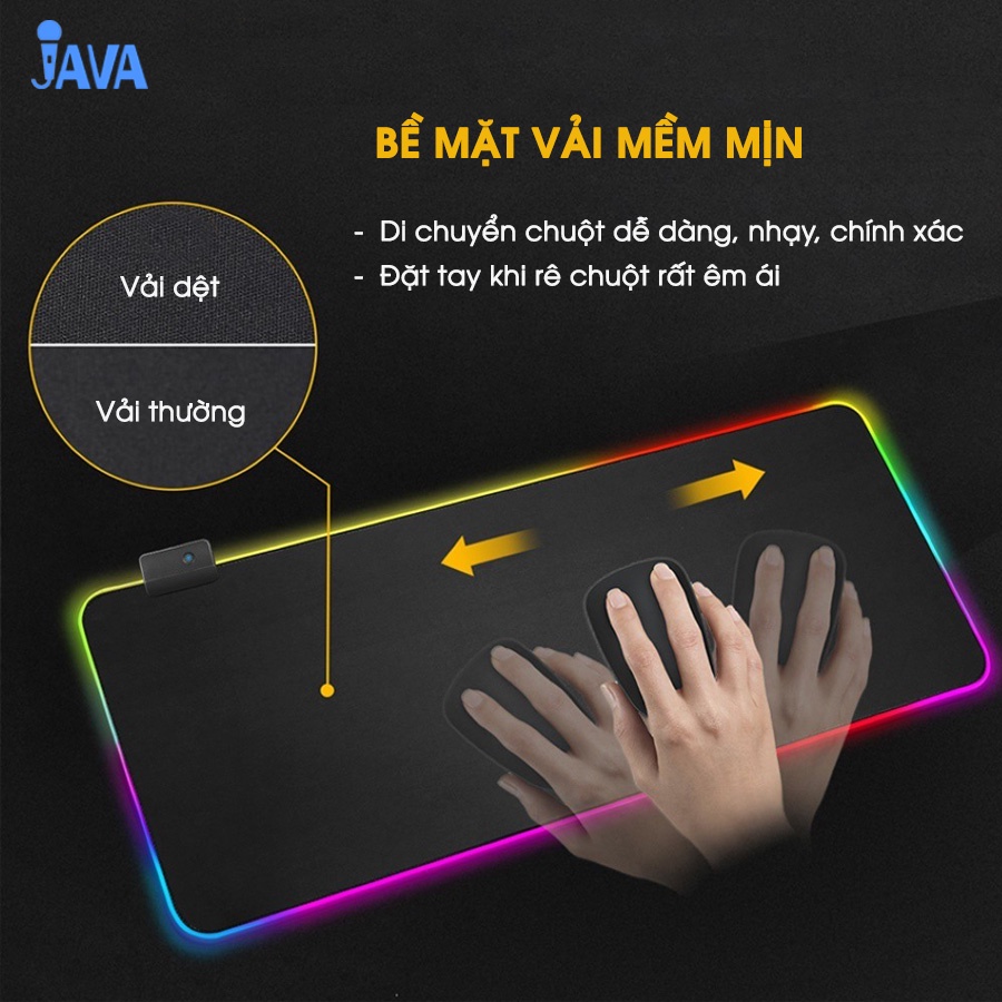 Lót chuột chơi game, bàn di chuột đèn LED RGB loại 1 90x40 và 80x30cm