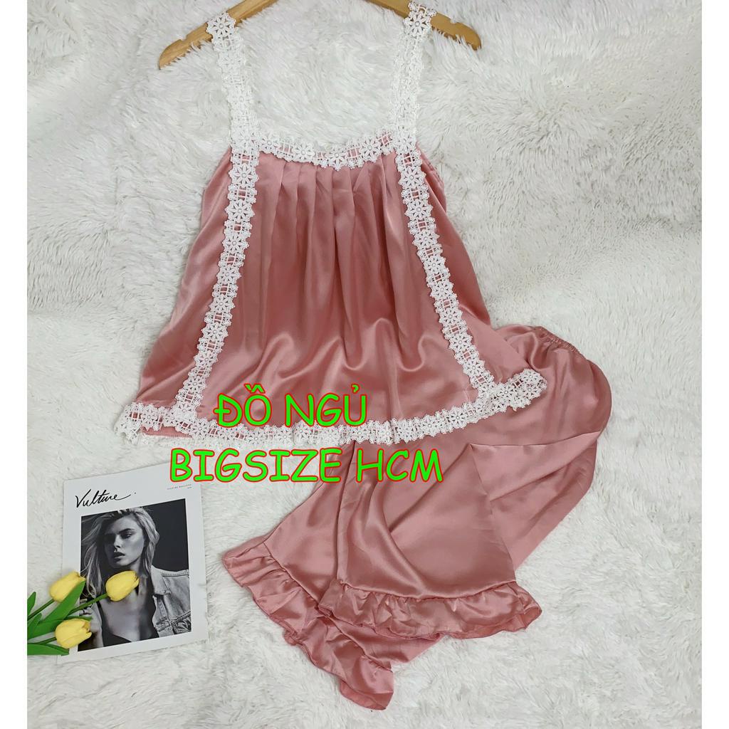 [70kg - 100kg] BỘ BIGSIZE SATIN DỄ THƯƠNG, VẢI LỤA SATIN MỀM MỊN MÁT MẶC BAO THÍCH MẶC NHÀ MẶC NGỦ ĐỀU ĐẸP, VẠT CHÉO